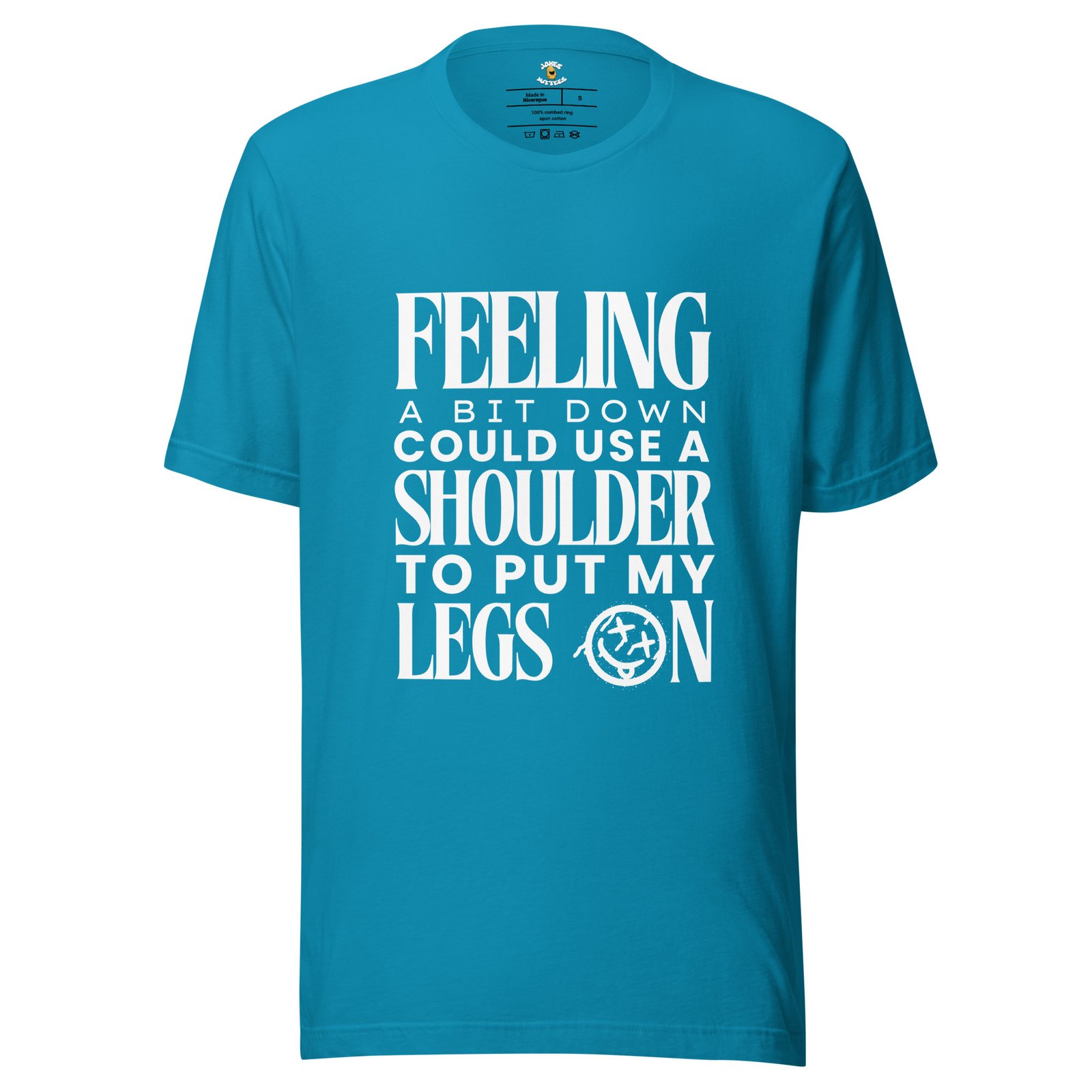 “Feeling a Bit Down” Funny Quote T-Shirt (White Text Version) - Image 2