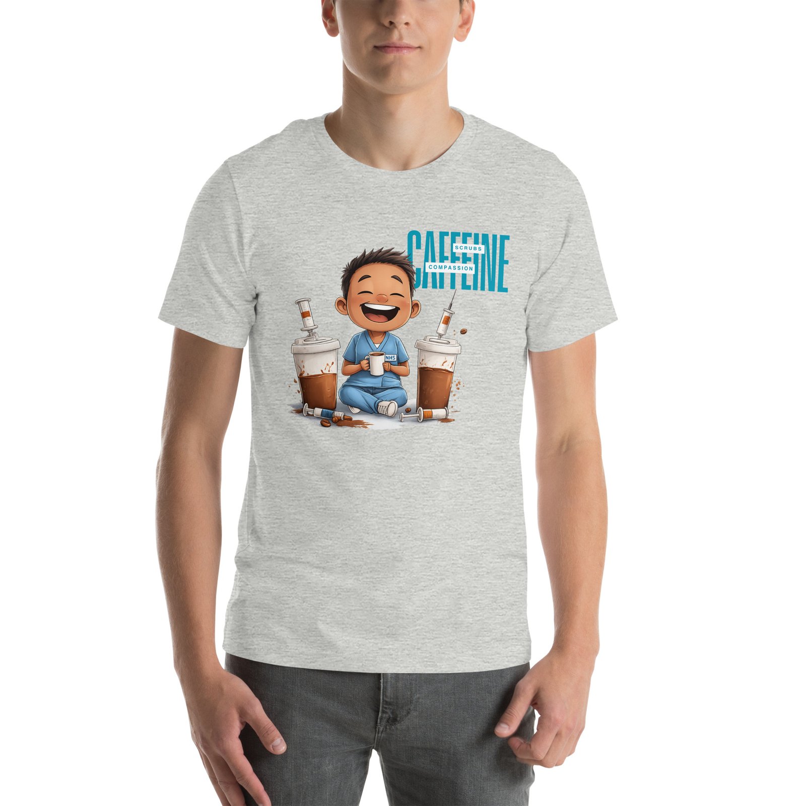 Caffeine, Scrubs, Compassion – Nurse Life T-Shirt (Male Version) - Image 6